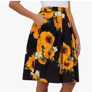 Women's Plus Size Vintage A-line Pleated Flared Midi Skirt w/Pockets 2X (XXL)